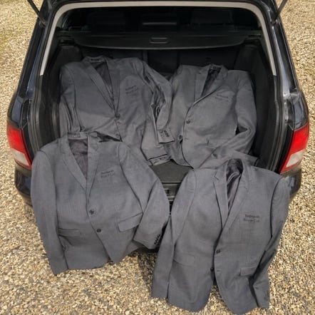 Branded suit jackets with logo